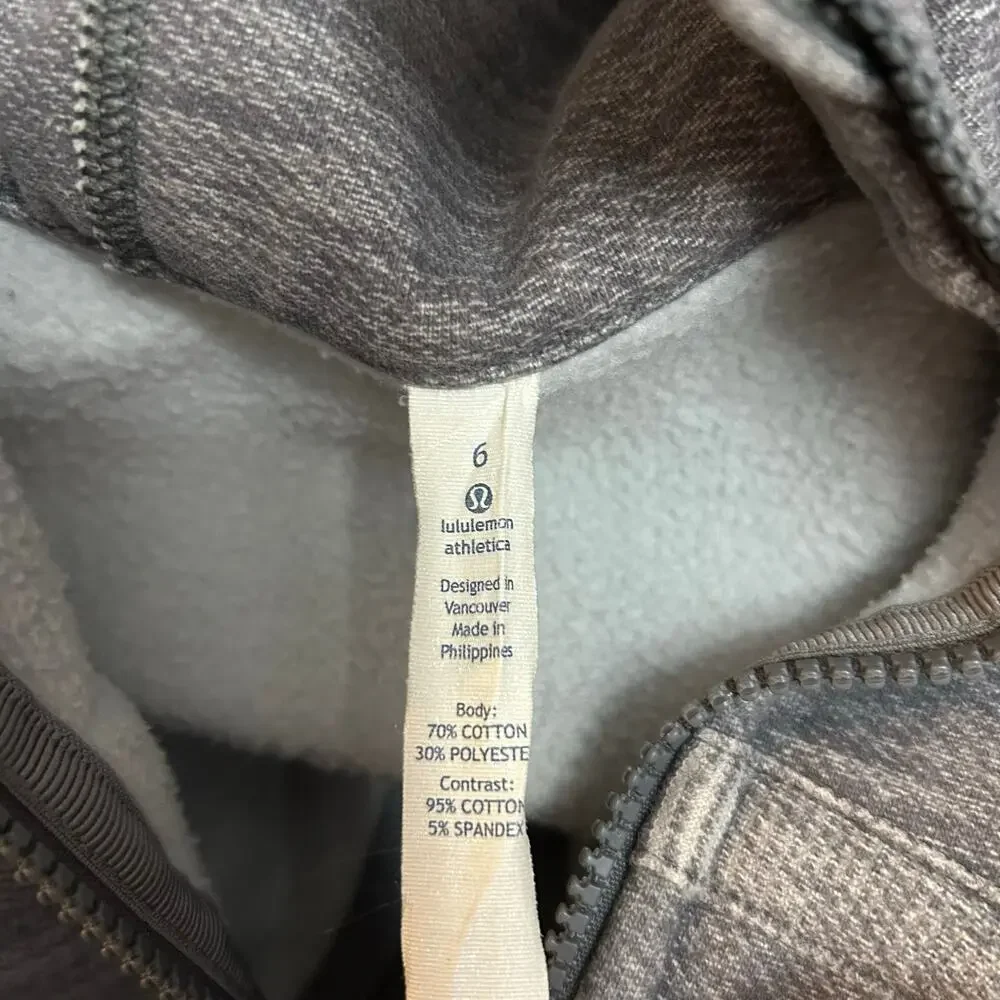 Lululemon Scuba Hoodie II Thick Fleece Zip Up Jacket Gray Womens 6 Sweatshirt